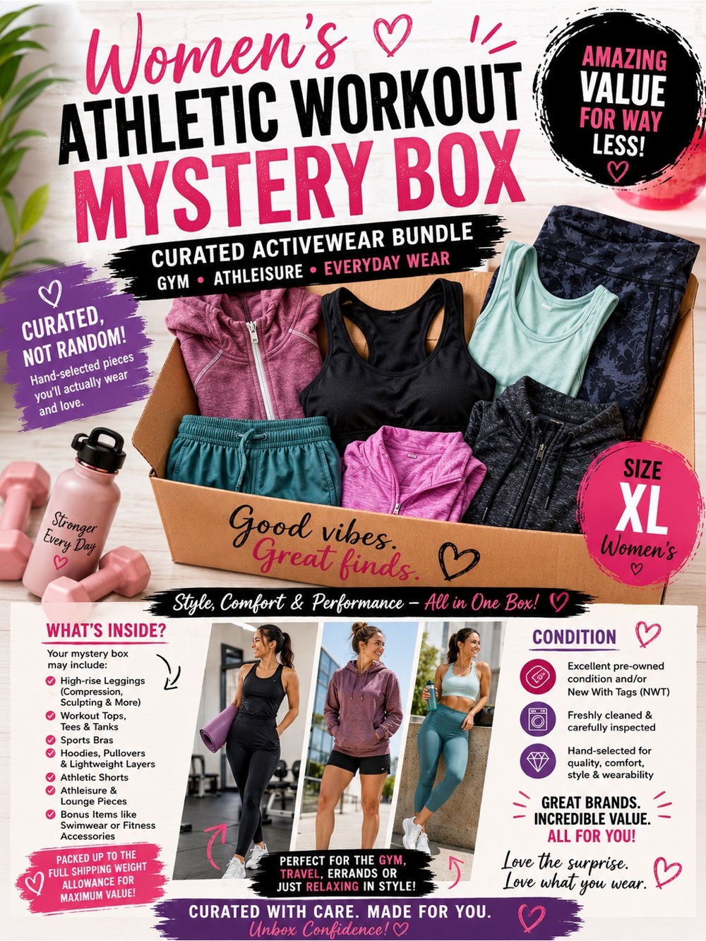Women’s Athletic Workout Mystery Box – Size XL